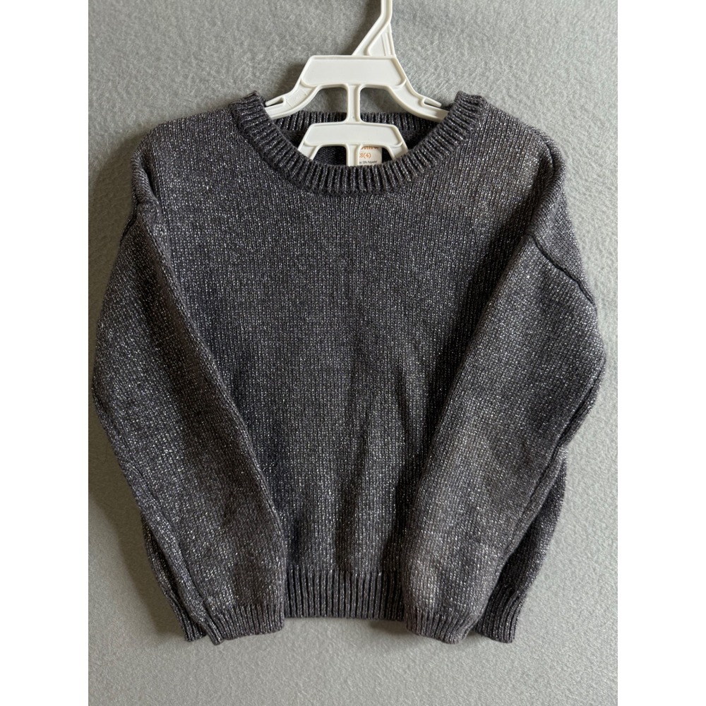 Gymboree Sweater Girls 4 Gray Sparkle Crew Neck Pullover Top